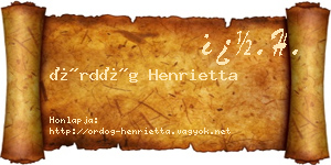 Ördög Henrietta névjegykártya