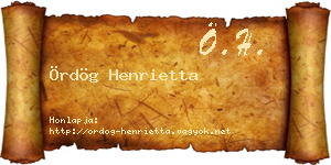 Ördög Henrietta névjegykártya